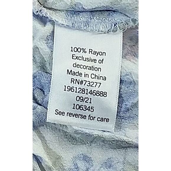 SO Goods For Life Blue Floral Ruched Peplum Waist Crop Top Size Medium NWT - Picture 5 of 8